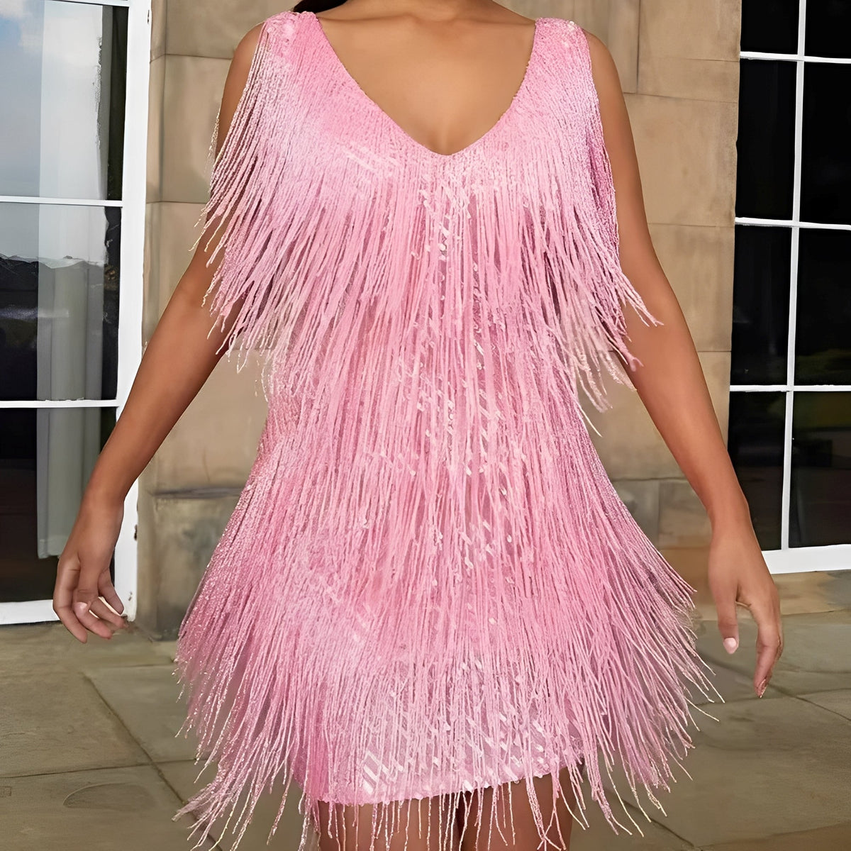 Mégane - Damenkleid mit Fransen für Cocktail-Anlässe