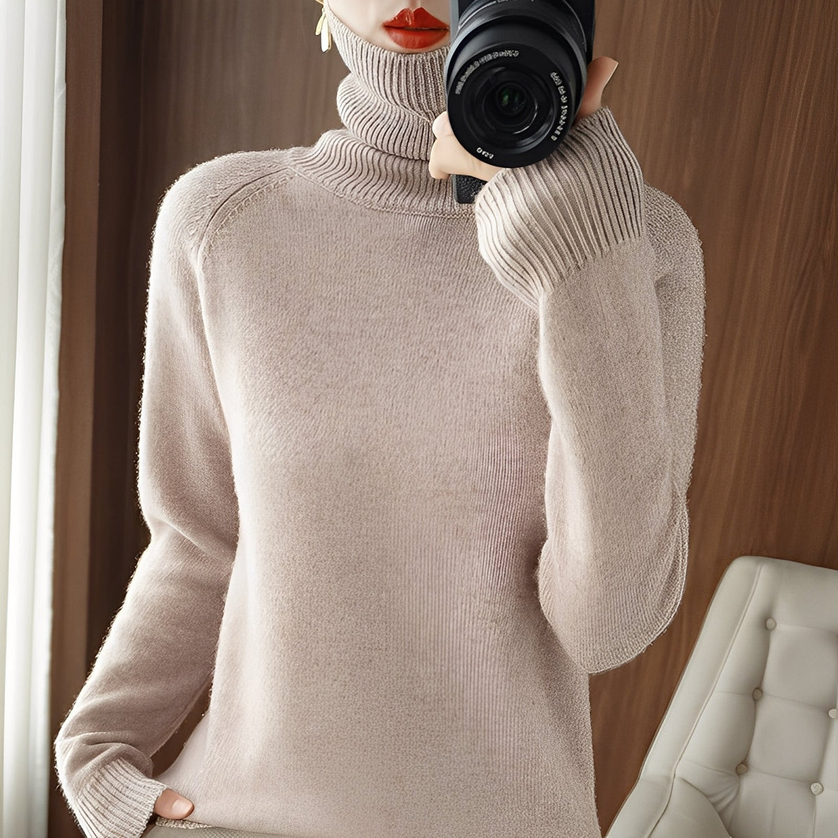 Kaycee - Eleganter Damen-Rollkragenpullover