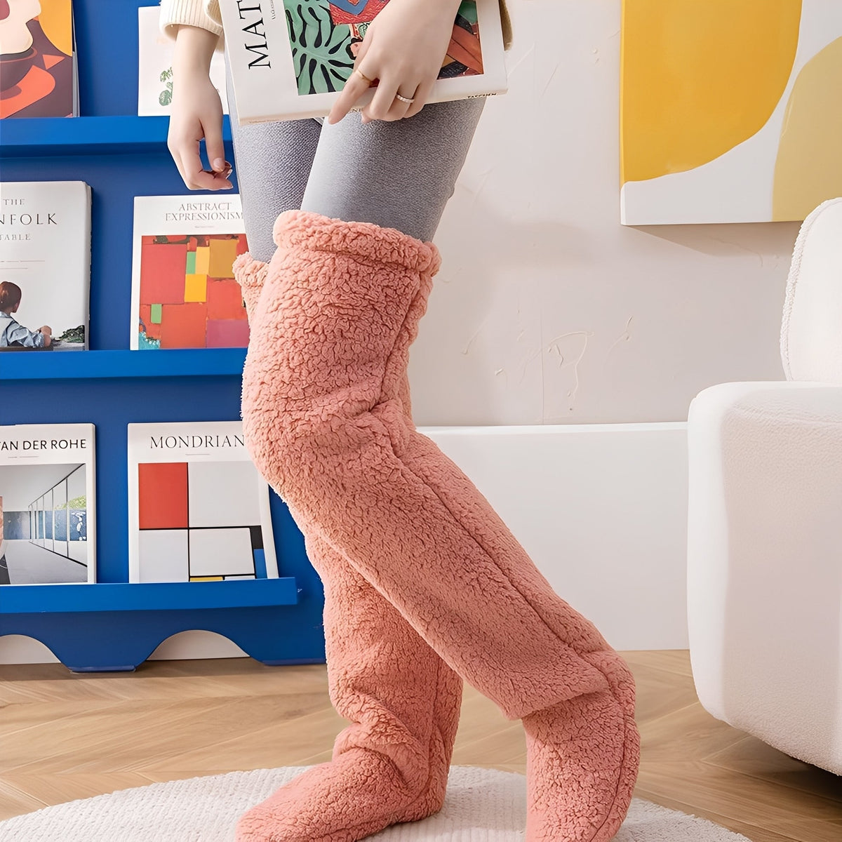 Camellia - Warme Damensocken bis über das Knie für den Winter
