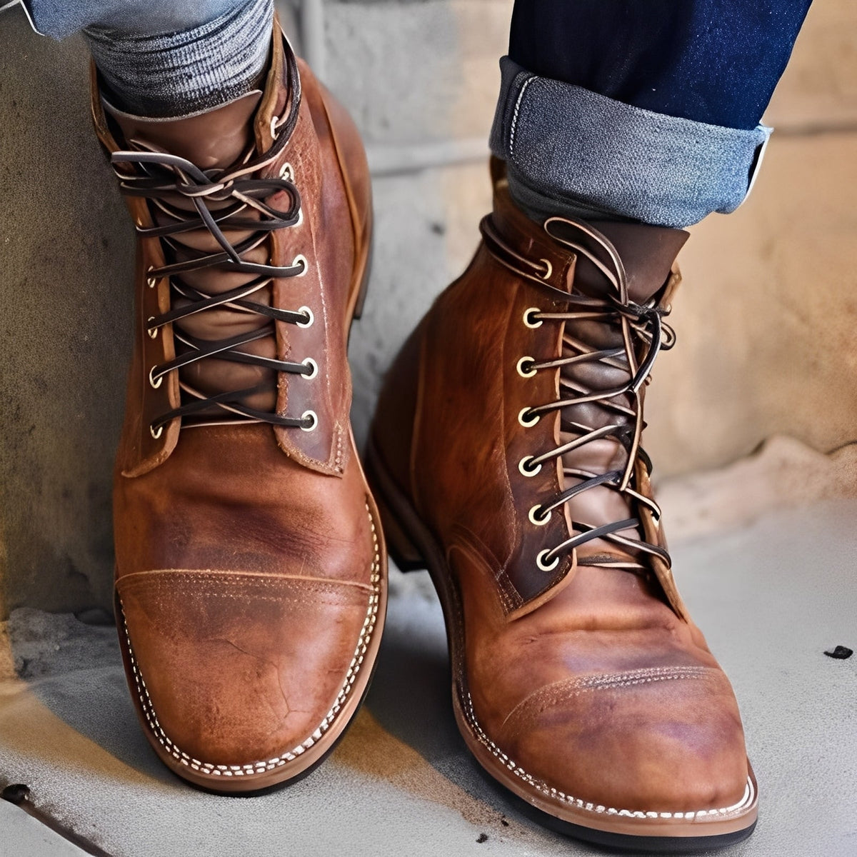 Lucrèce - Schnürstiefel aus Leder für Herren, Wintermodell