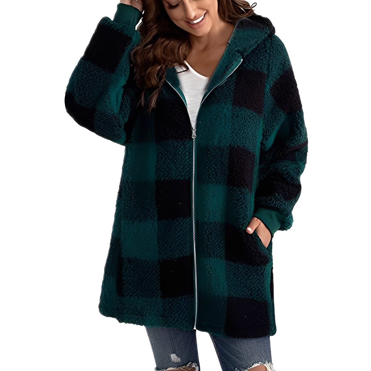 Desirae - Eleganter Damen-Hoodie mit Karomuster