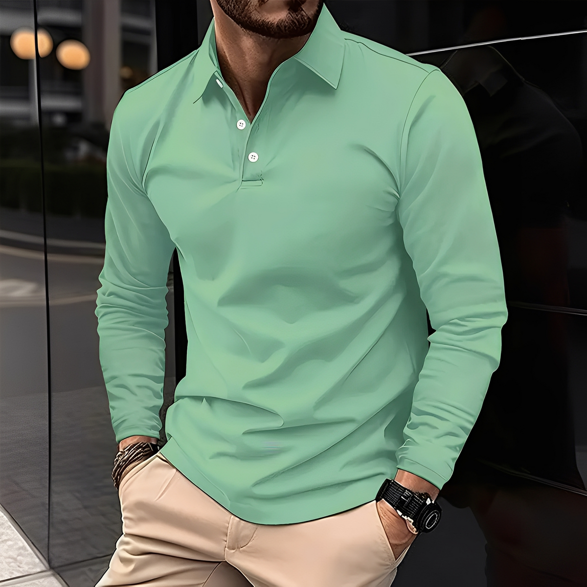 Stephen - Komfortables Langarm-Poloshirt für Herren