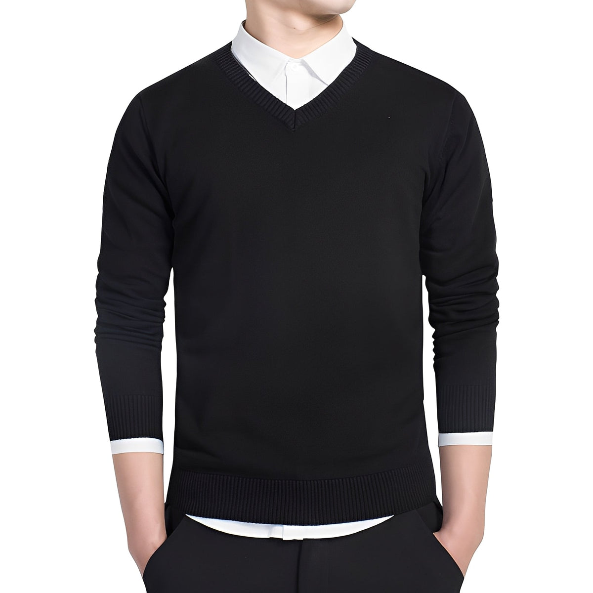 Tom - Angenehmer Herrenpullover mit V-Ausschnitt