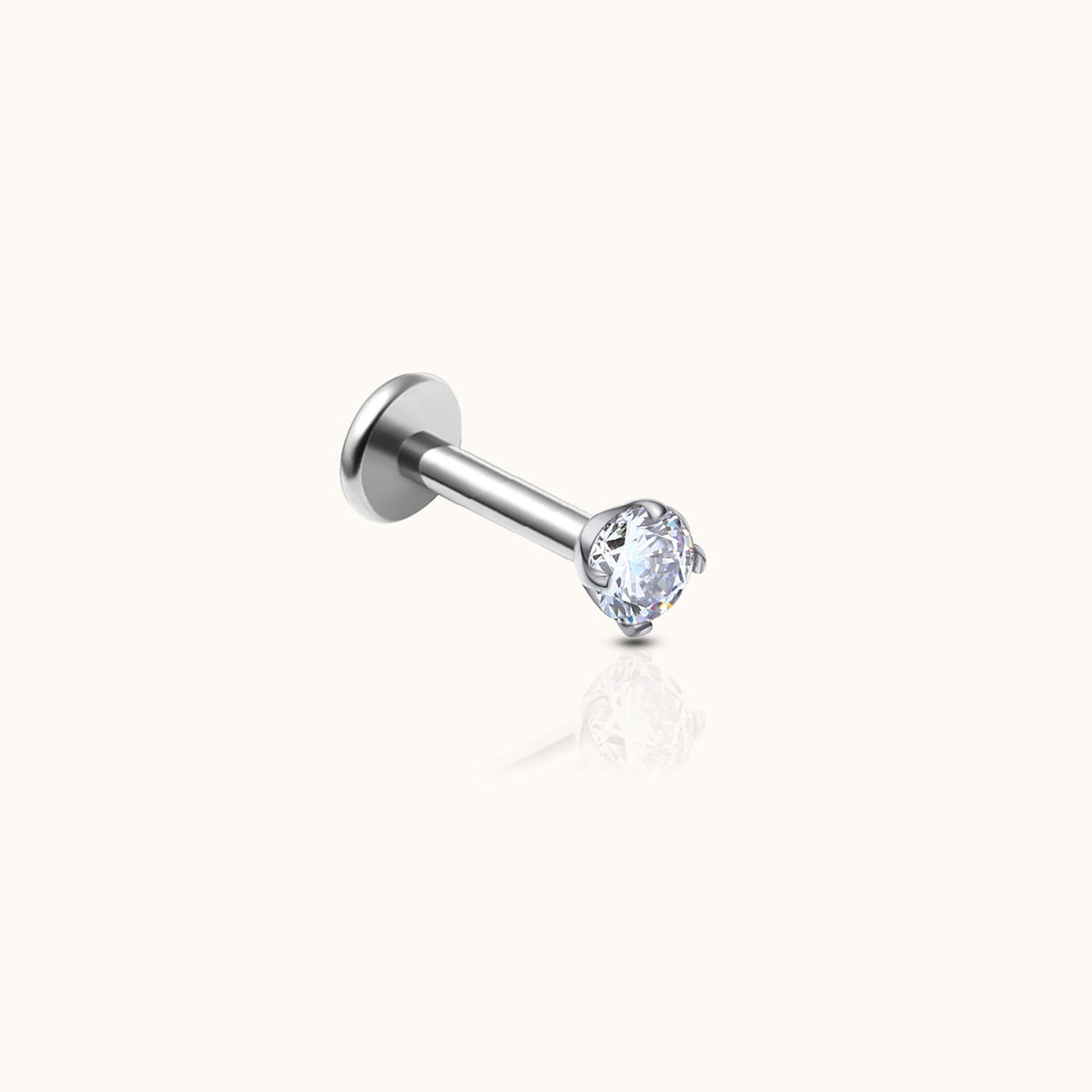 Flache Ohrstecker ohne Schraube, 2 mm