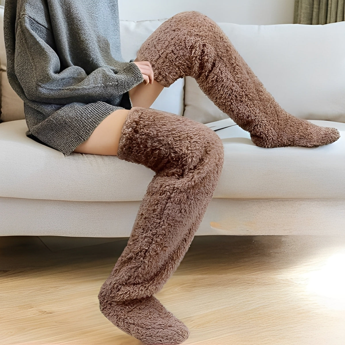 Camellia - Warme Damensocken bis über das Knie für den Winter