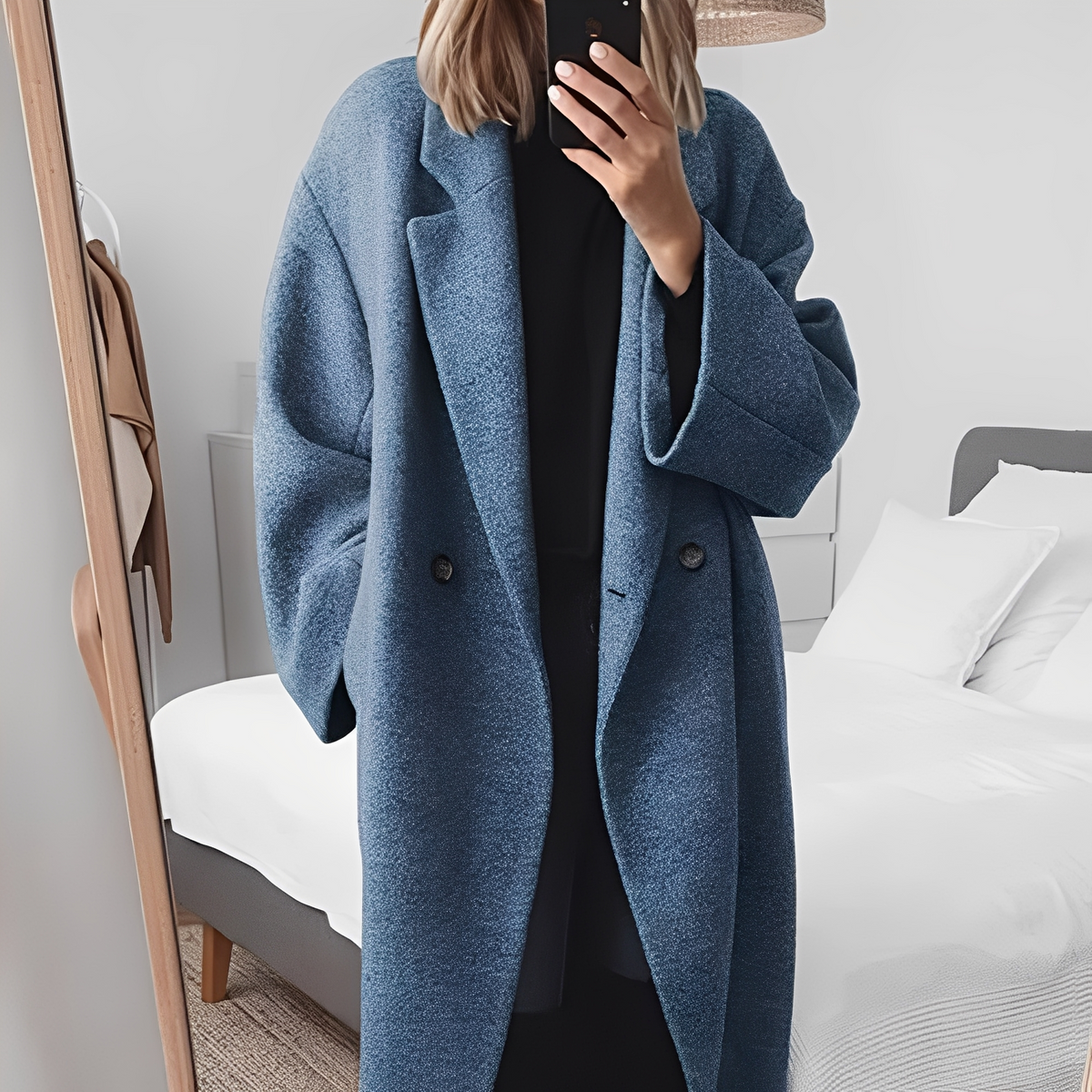 Eleanor - Damen-Wollmantel in langem, stilvollem und elegantem Design