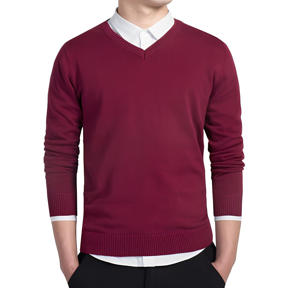 Tom - Angenehmer Herrenpullover mit V-Ausschnitt