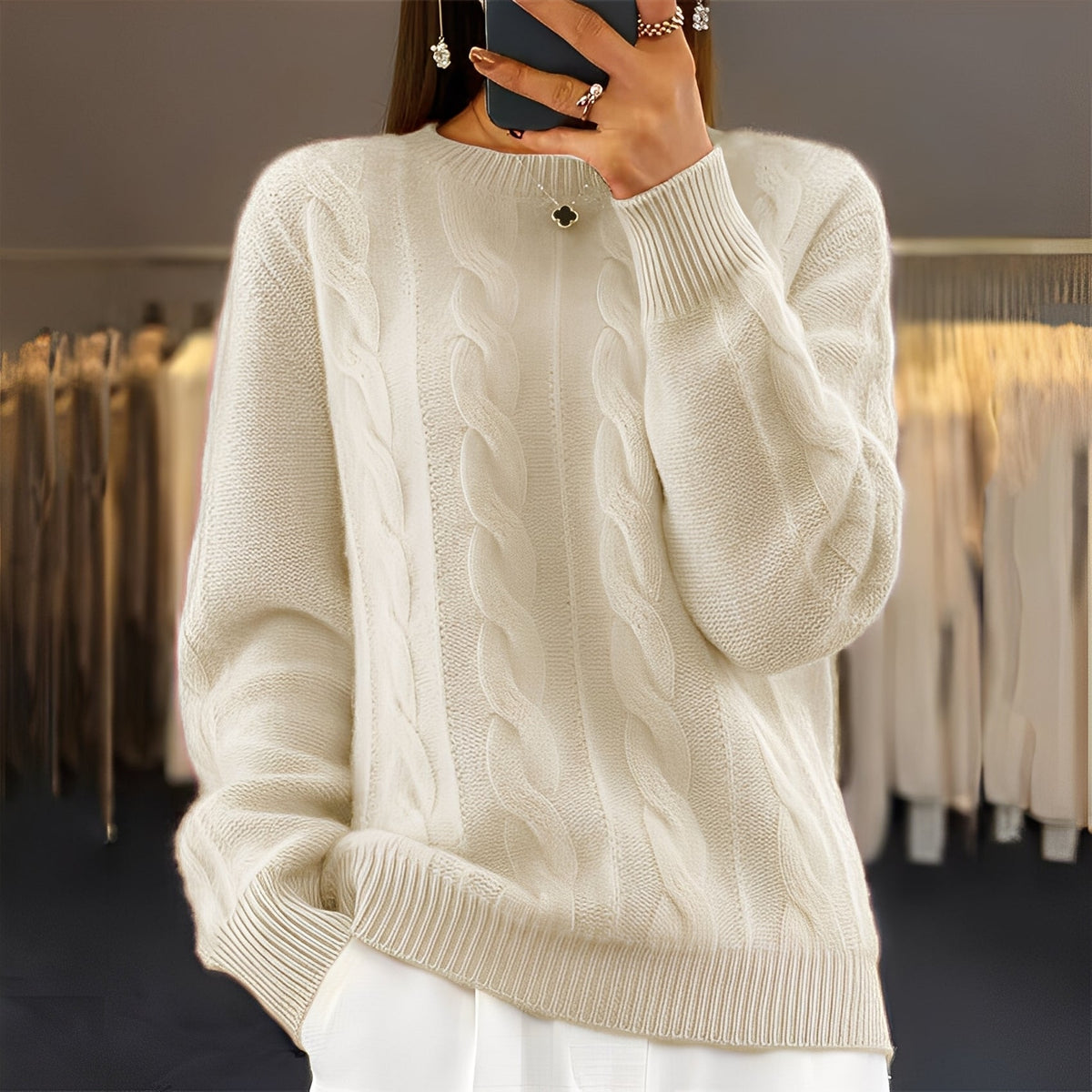Theresa - Komfortabler klassischer Damen-Wollpullover