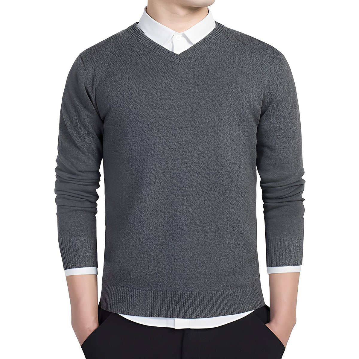 Tom - Angenehmer Herrenpullover mit V-Ausschnitt