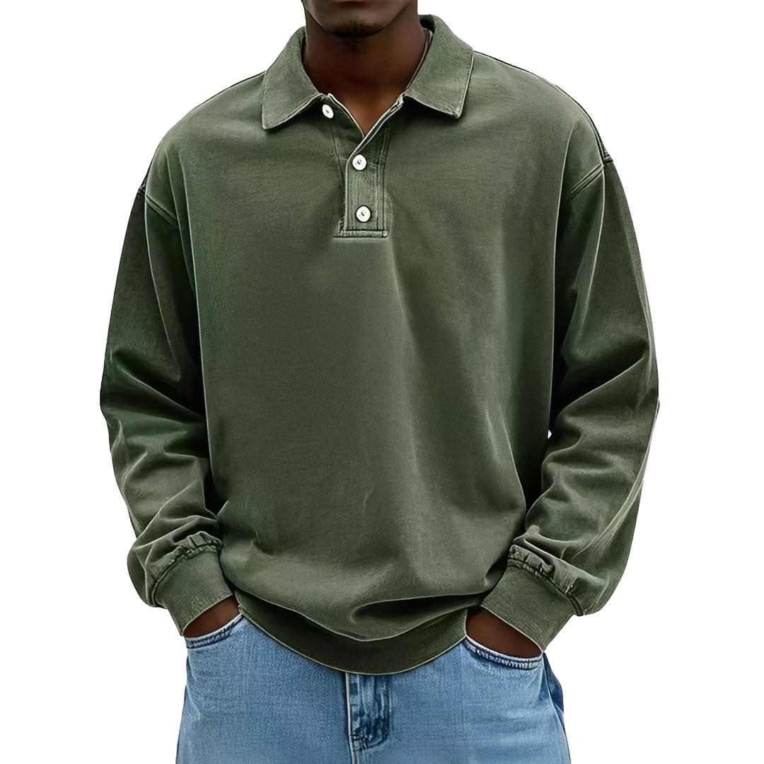 Lothaire - Vintage Langarm-Polo für Herren