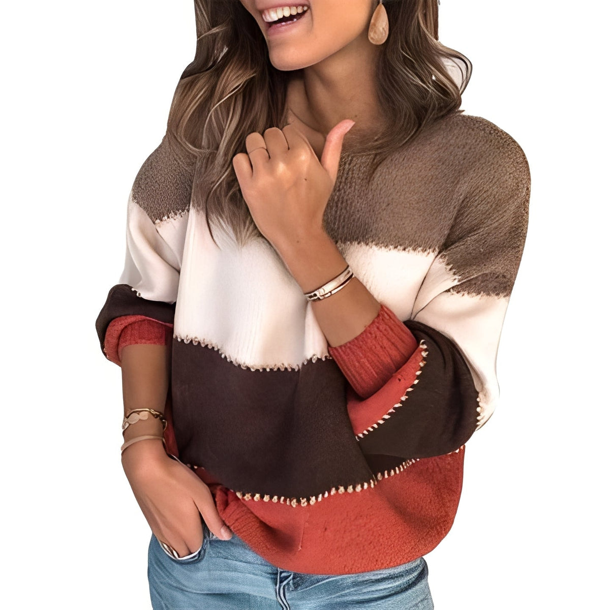 Aubrie - Gemütlicher gestreifter Pullover
