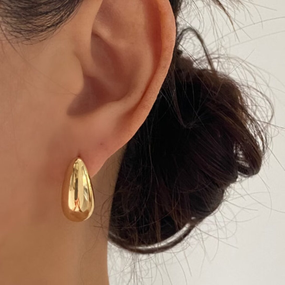 Massive Wassertropfen-Ohrhänger - Große Ohrhänger in Gold