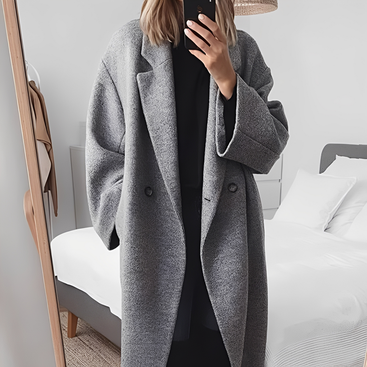 Eleanor - Damen-Wollmantel in langem, stilvollem und elegantem Design