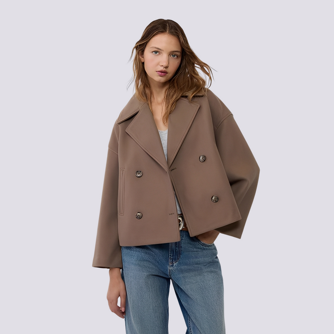 Bethney - Elegante kurze Wolljacke mit Reverskragen für Damen