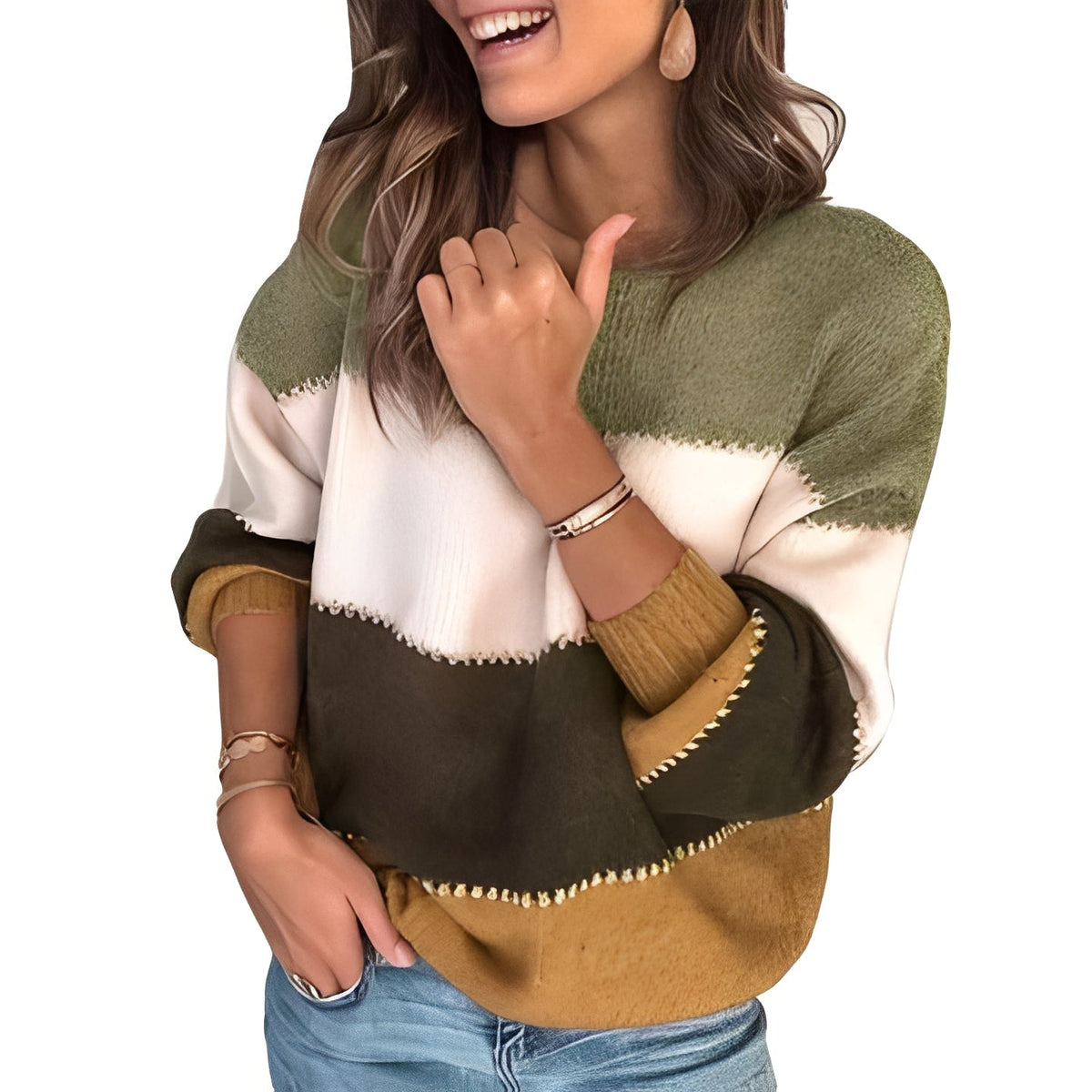 Aubrie - Gemütlicher gestreifter Pullover