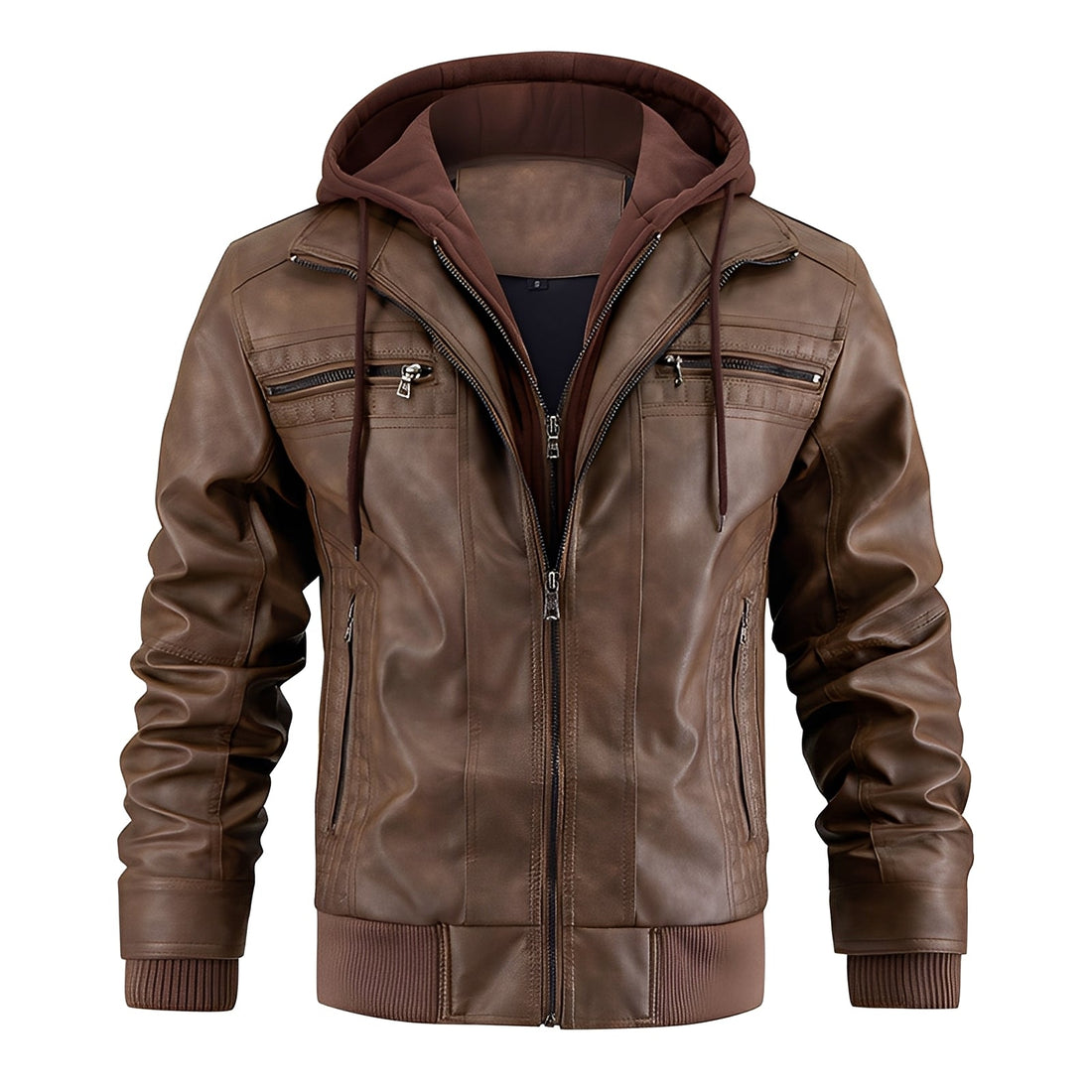 Morley - Klassische Herren-Lederjacke mit Kapuze