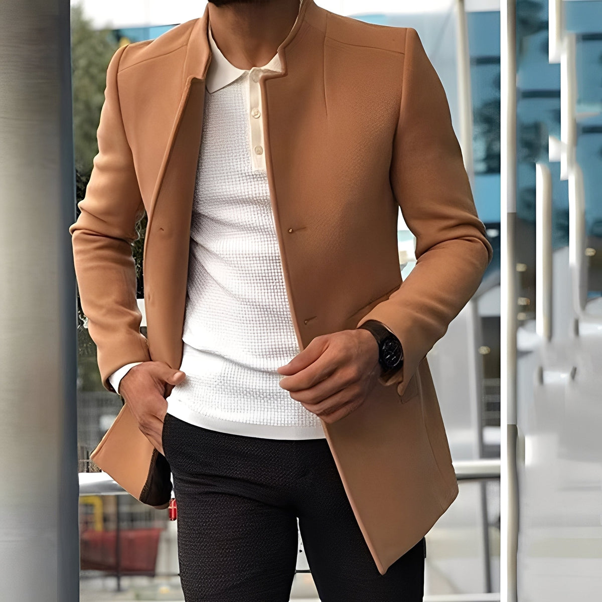 Jones - Stilvoller Slim-Fit Herren-Wollmantel