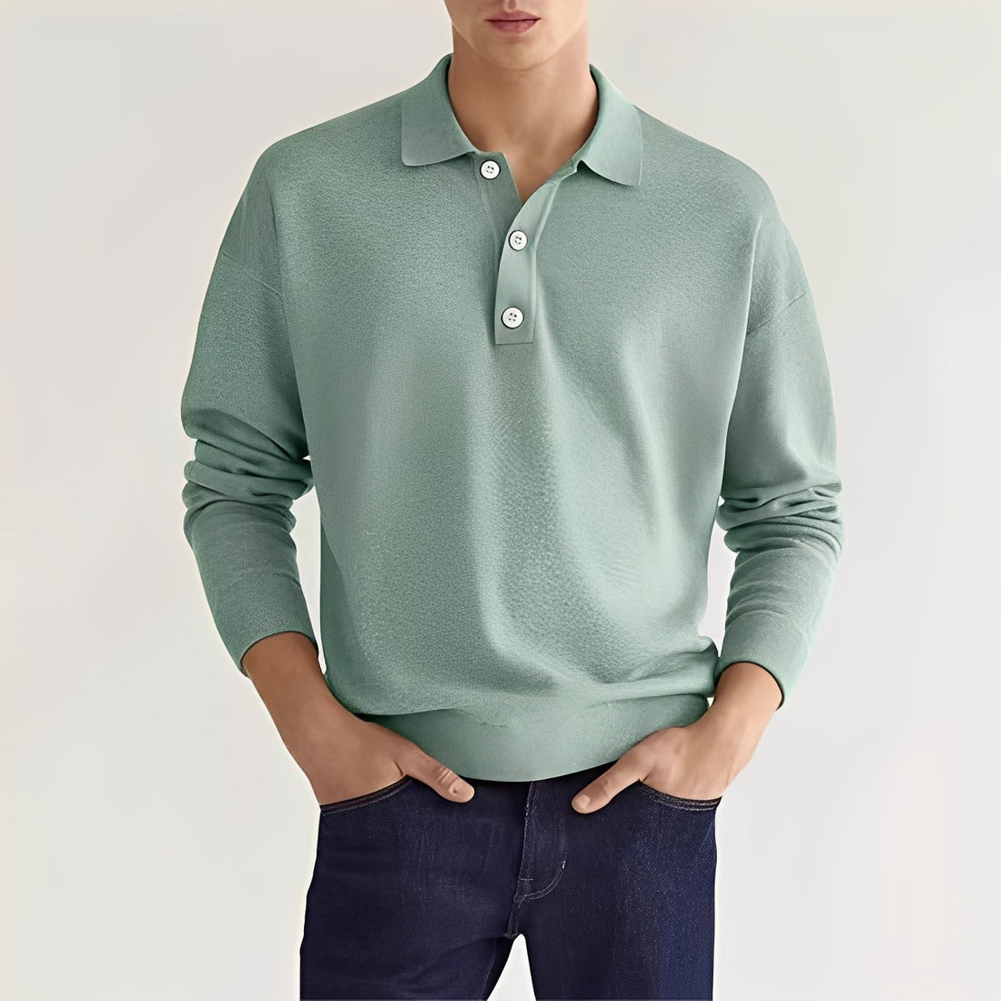 Carlton - Herren Langarm-Poloshirt im schlichten Stil