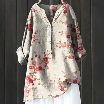 Annie - Elegante geblümte Bluse mit halber Knopfleiste für Damen