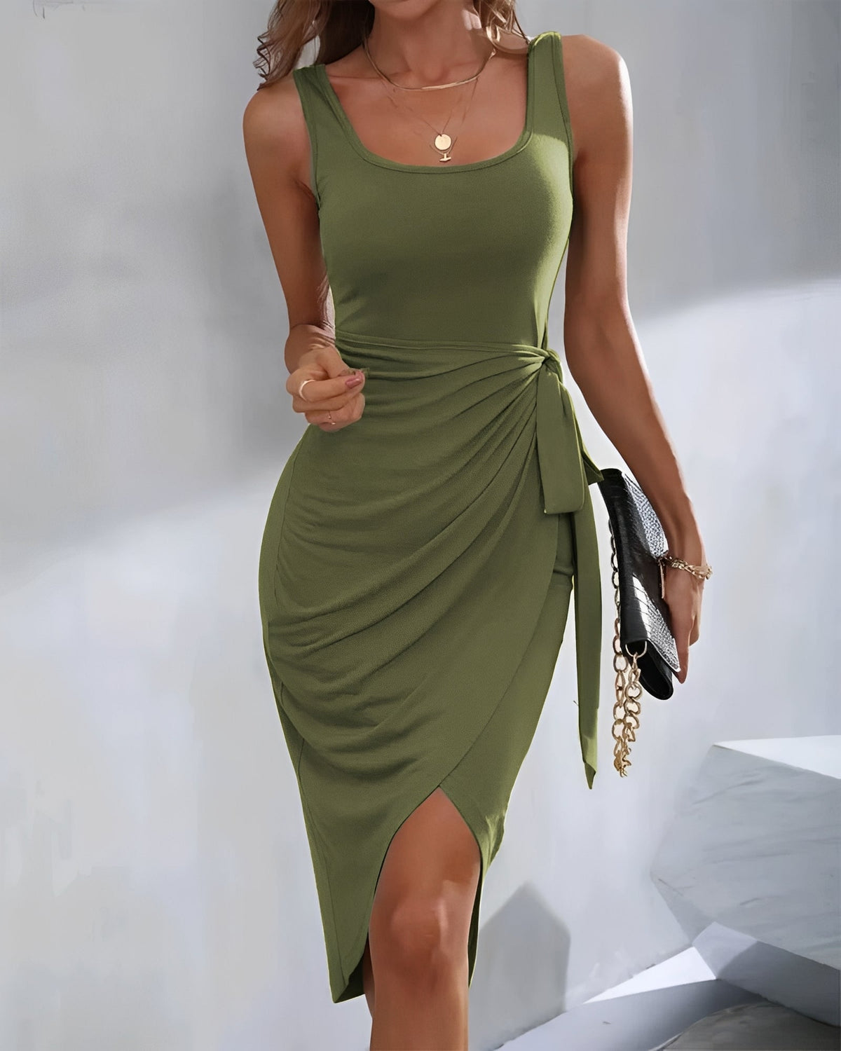 Amanda - Asymmetrisches Wickelkleid mit Schleife für Damen