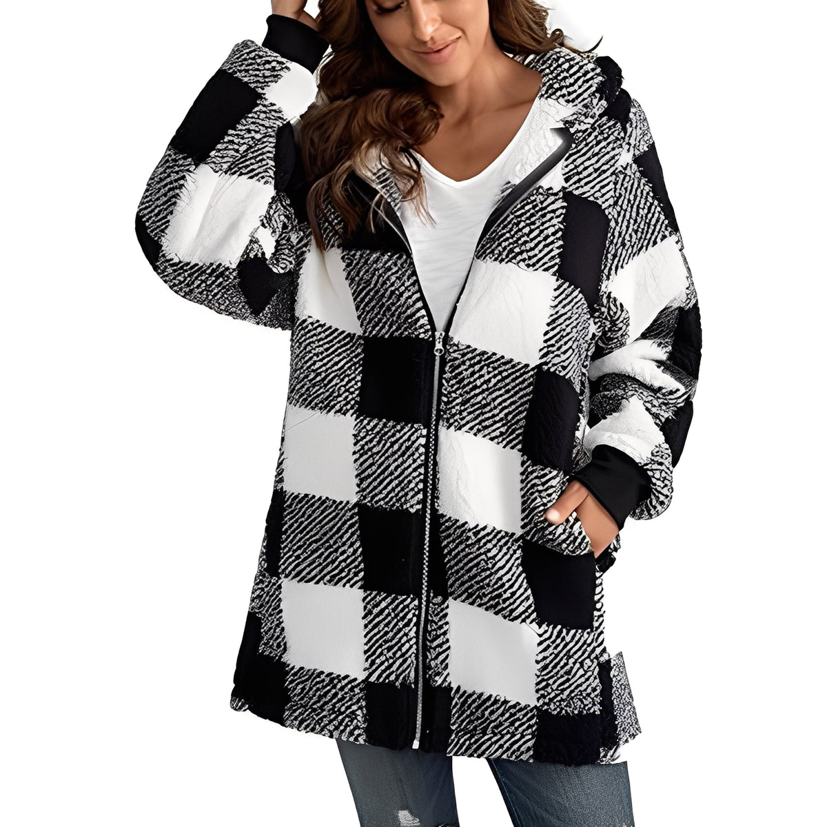 Desirae - Eleganter Damen-Hoodie mit Karomuster