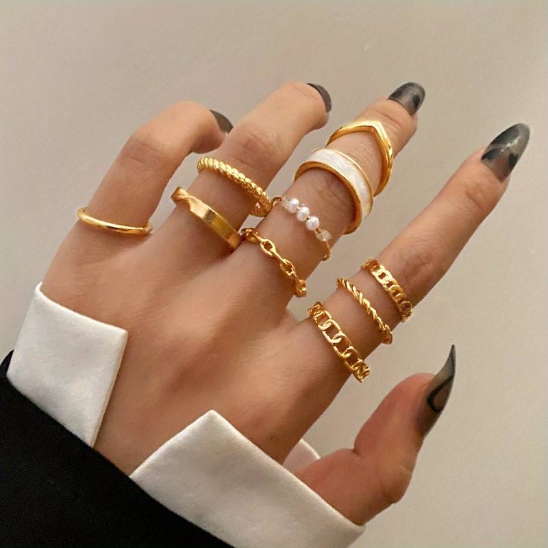 10 Stück stilvolle Ringe - Mix & Match Ringe
