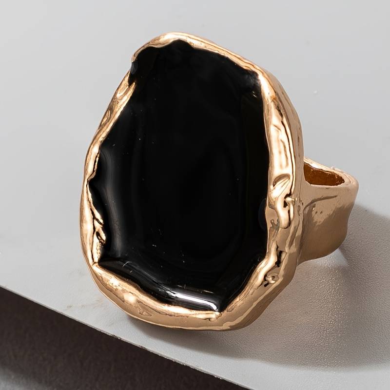 Vintage-Ring mit großem schwarzem Stein - Auffälliger Vintage-Ring in Schwarz