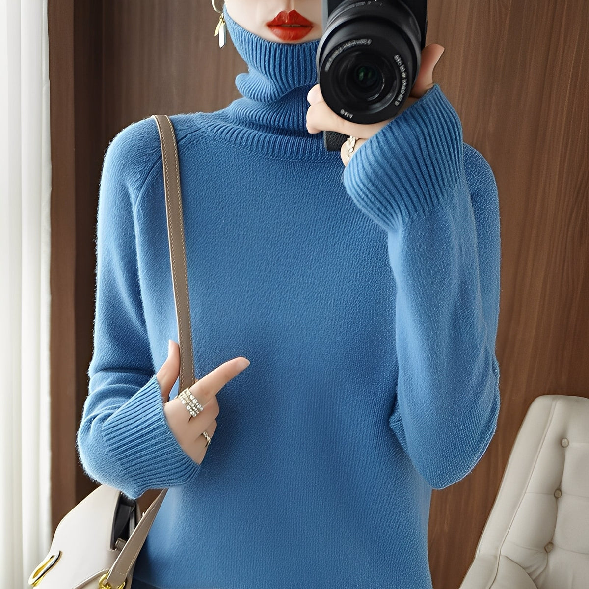 Kaycee - Eleganter Damen-Rollkragenpullover
