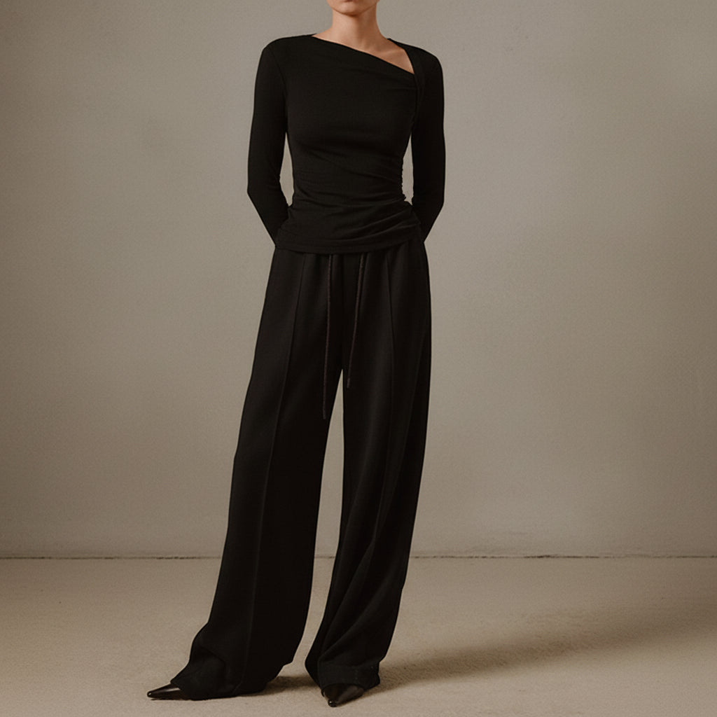 Selina – Gestreiftes Asymmetrisches Langarmshirt