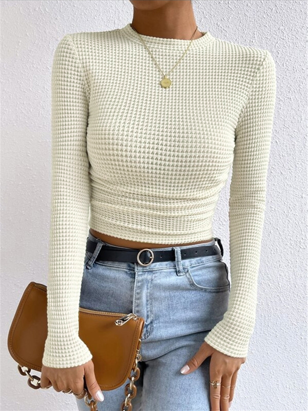 Tessa – Slim-Pullover im Waffelmuster