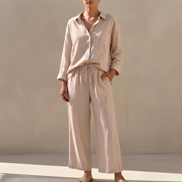 Genzel - Damen-Set mit Knopfhemd und Hose