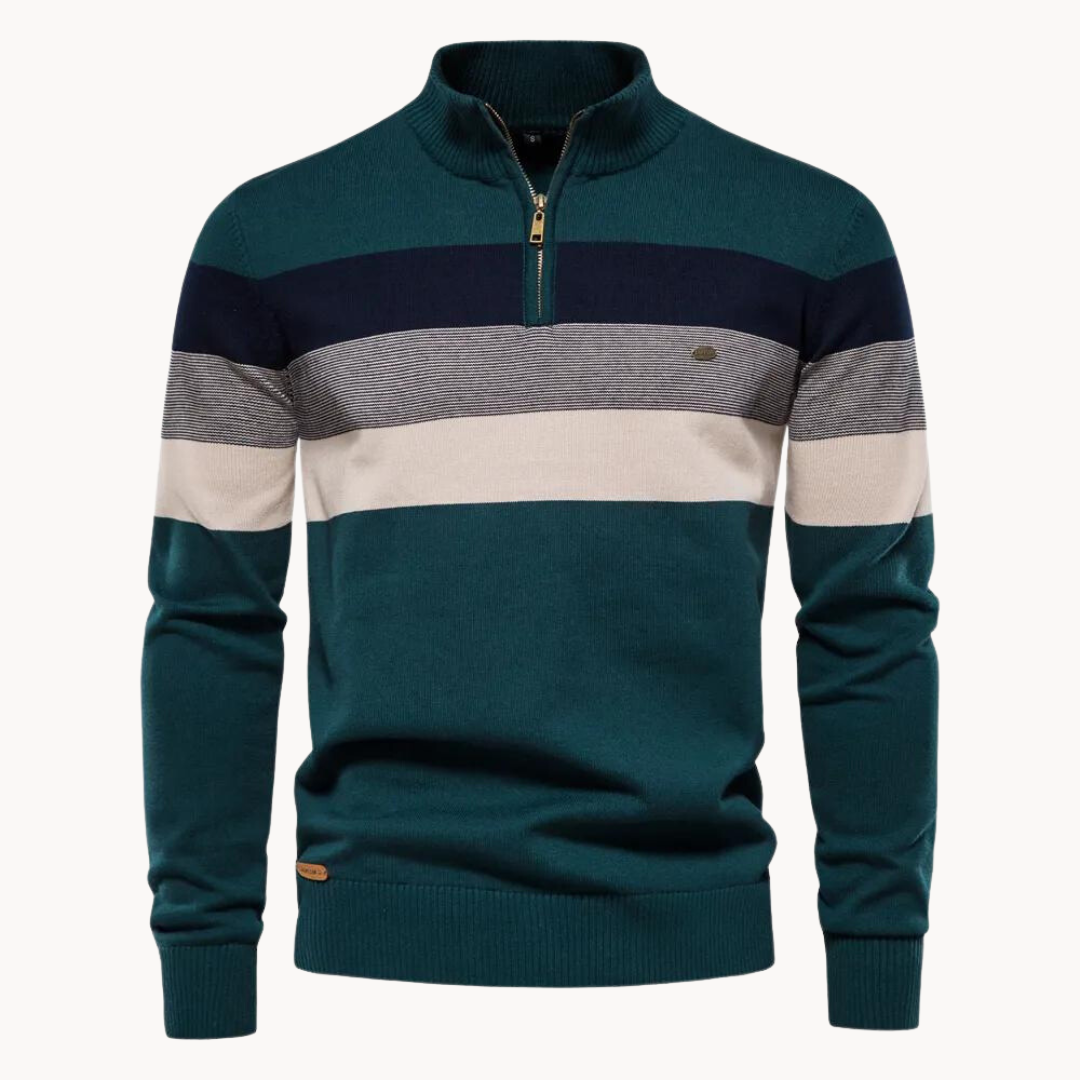 Aurullo - Bequemer Pullover mit halbem Reißverschluss