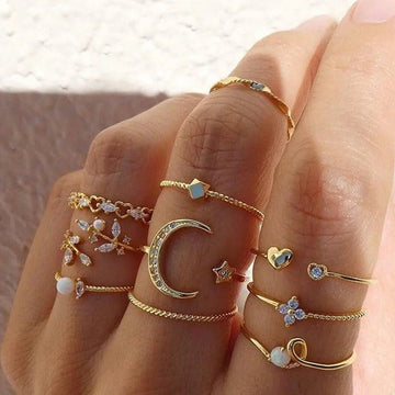Savana – Set aus 10 Boho-Ringen in Silber- und Goldnuancen
