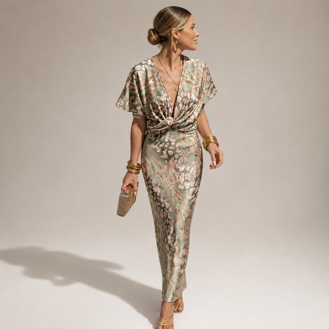 Teodora - Stilvolles Damen-Maxikleid mit V-Ausschnitt