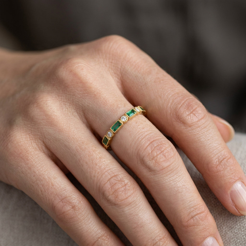 Crista – Statement-Ring mit grünem Akzent