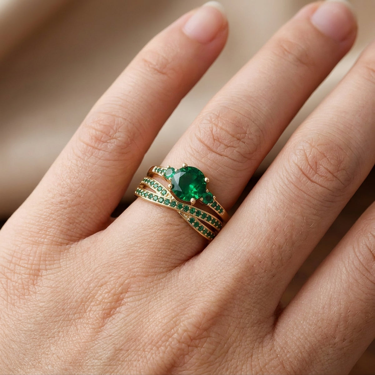 Ivy – Ring-Set mit grünen Highlights
