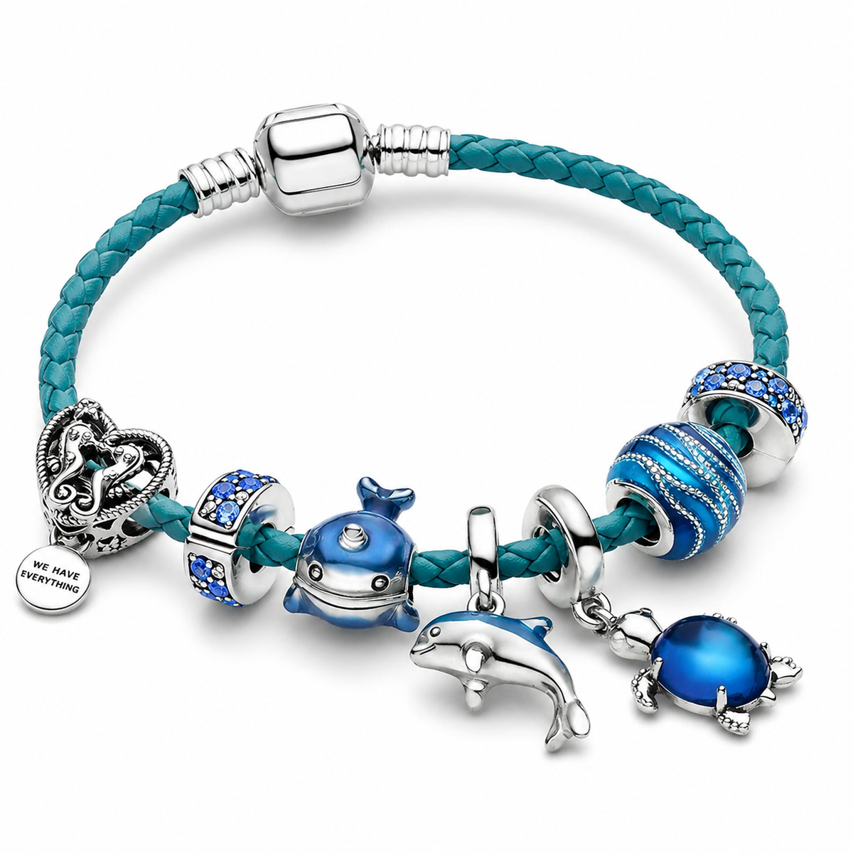 Ozean – Armband aus hochwertigem Material und Silber mit maritimen Charms