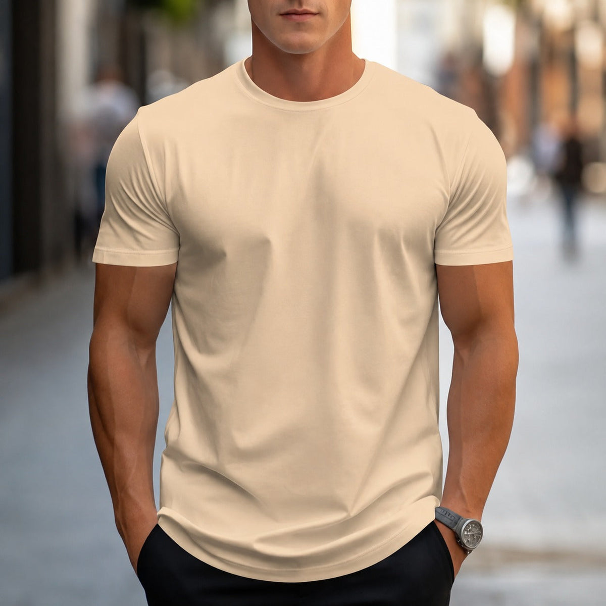 Owen - Klassisches Herren-T-Shirt in Uni-Farben
