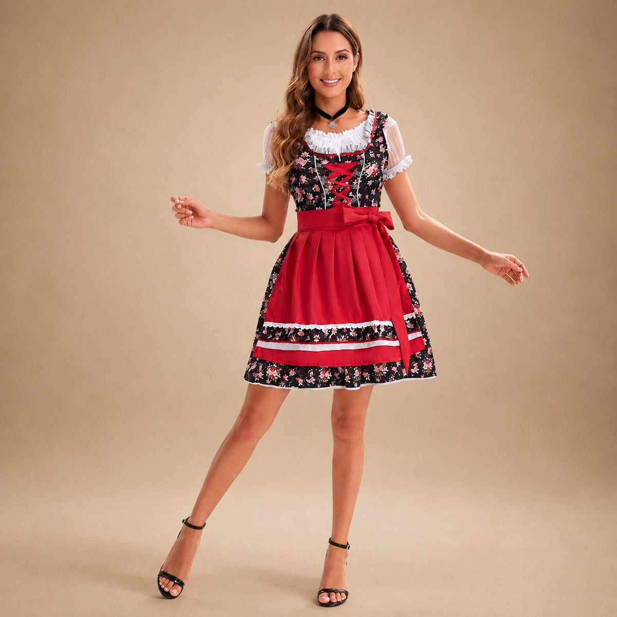 Angela - Elegantes Oktoberfestkleid mit Blütendesign (Futter nicht enthalten)
