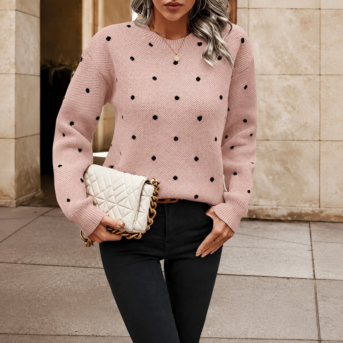 Karly - Damenpullover mit Punkte-Muster
