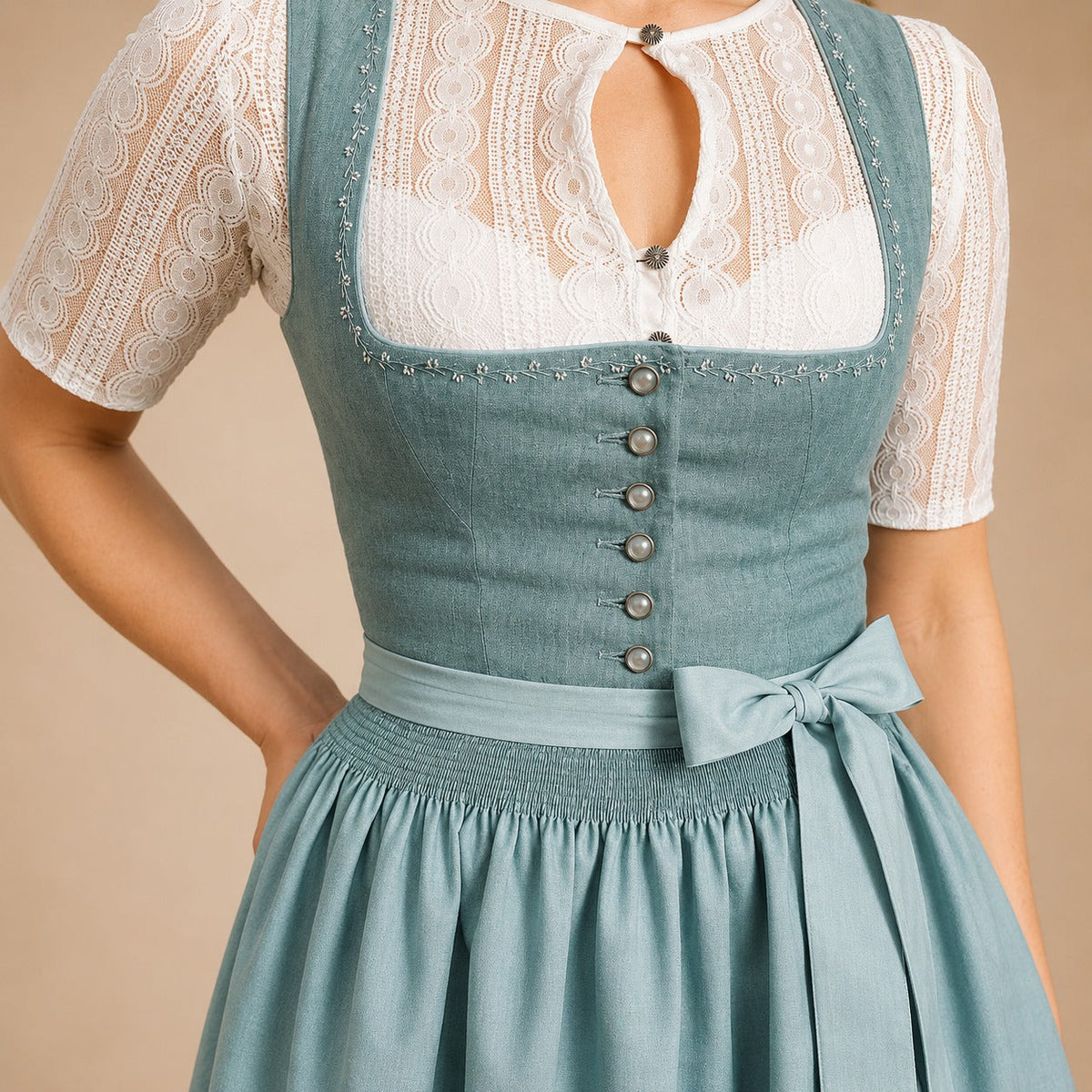 Cora - Traditionelles Oktoberfestkleid mit Schleifenakzent (Futter nicht enthalten)
