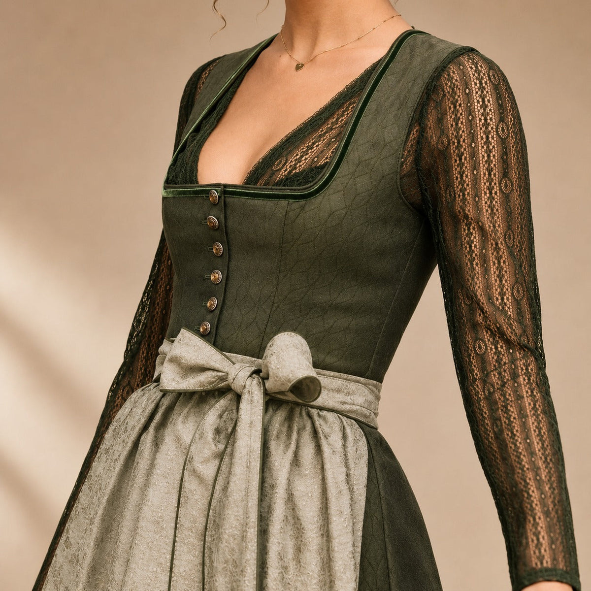 Cora - Traditionelles Oktoberfestkleid mit Schleifenakzent (Futter nicht enthalten)