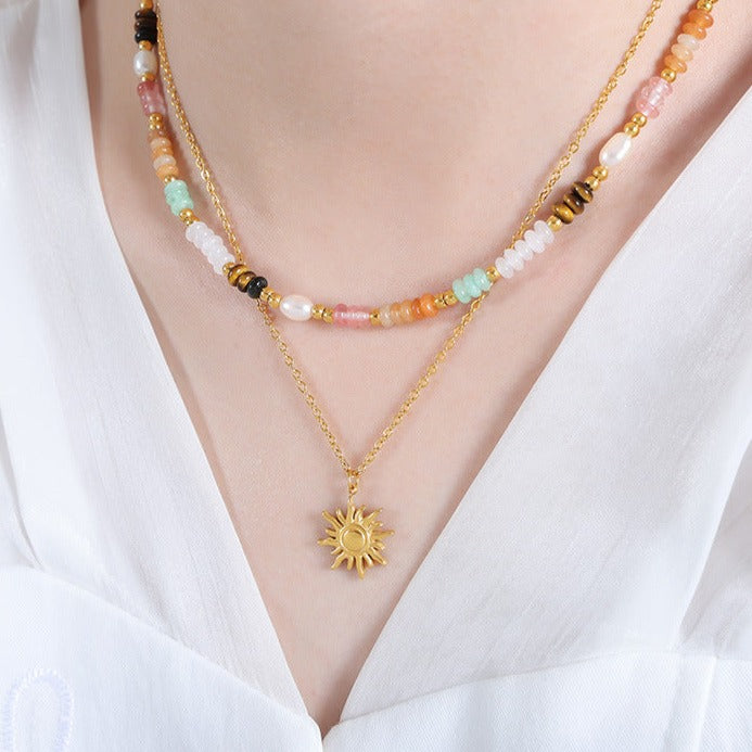 Eliora - Halskette mit Sonnenmuster in Gold