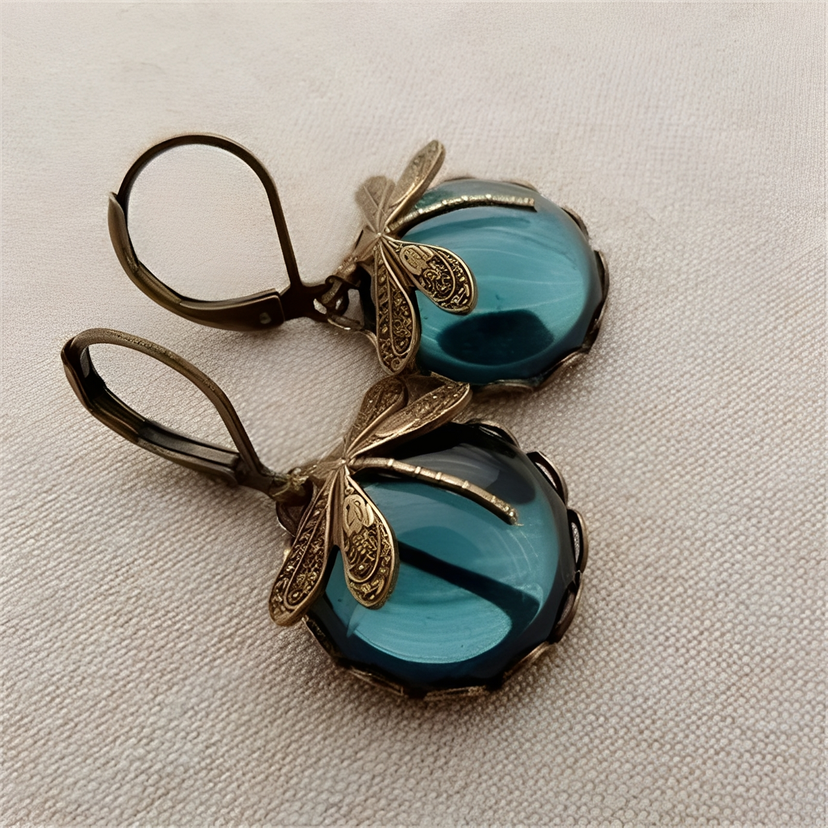 Elandra – Ohrringe in Form einer Libelle aus altem Gold