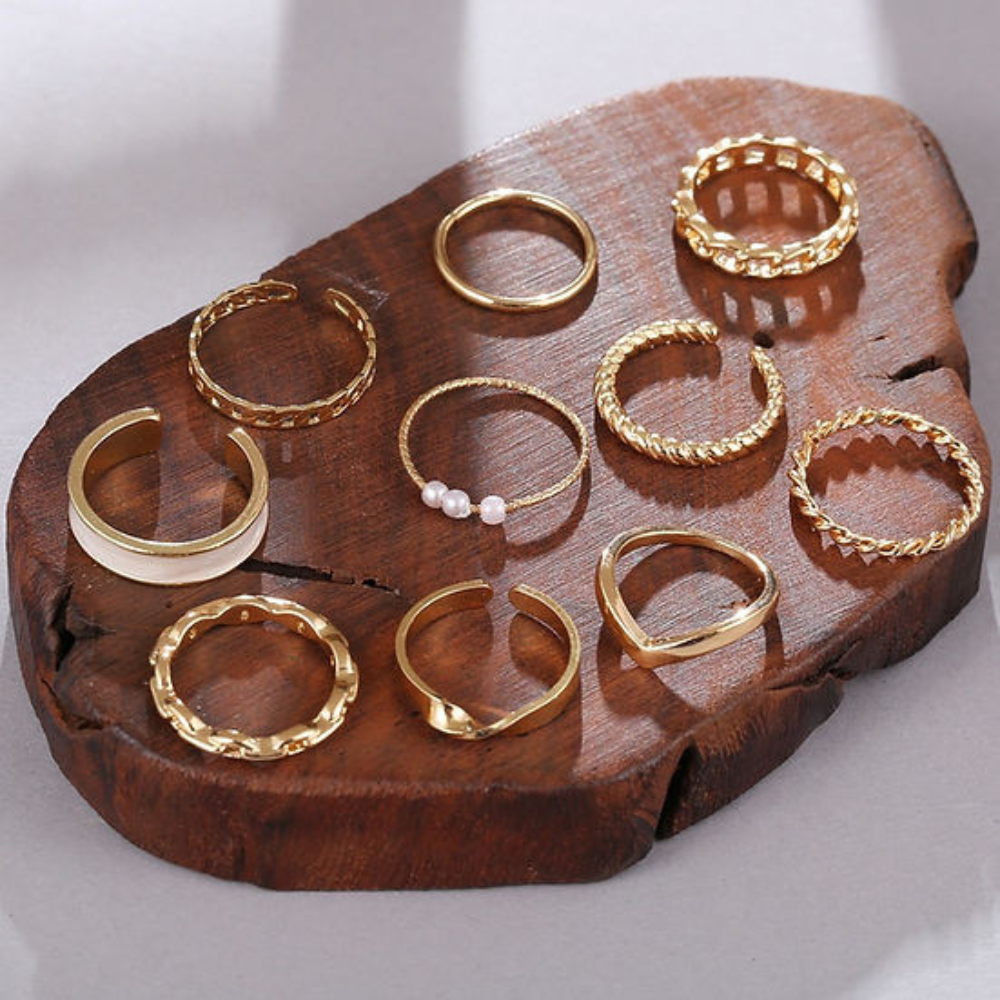 10 Stück stilvolle Ringe - Mix & Match Ringe