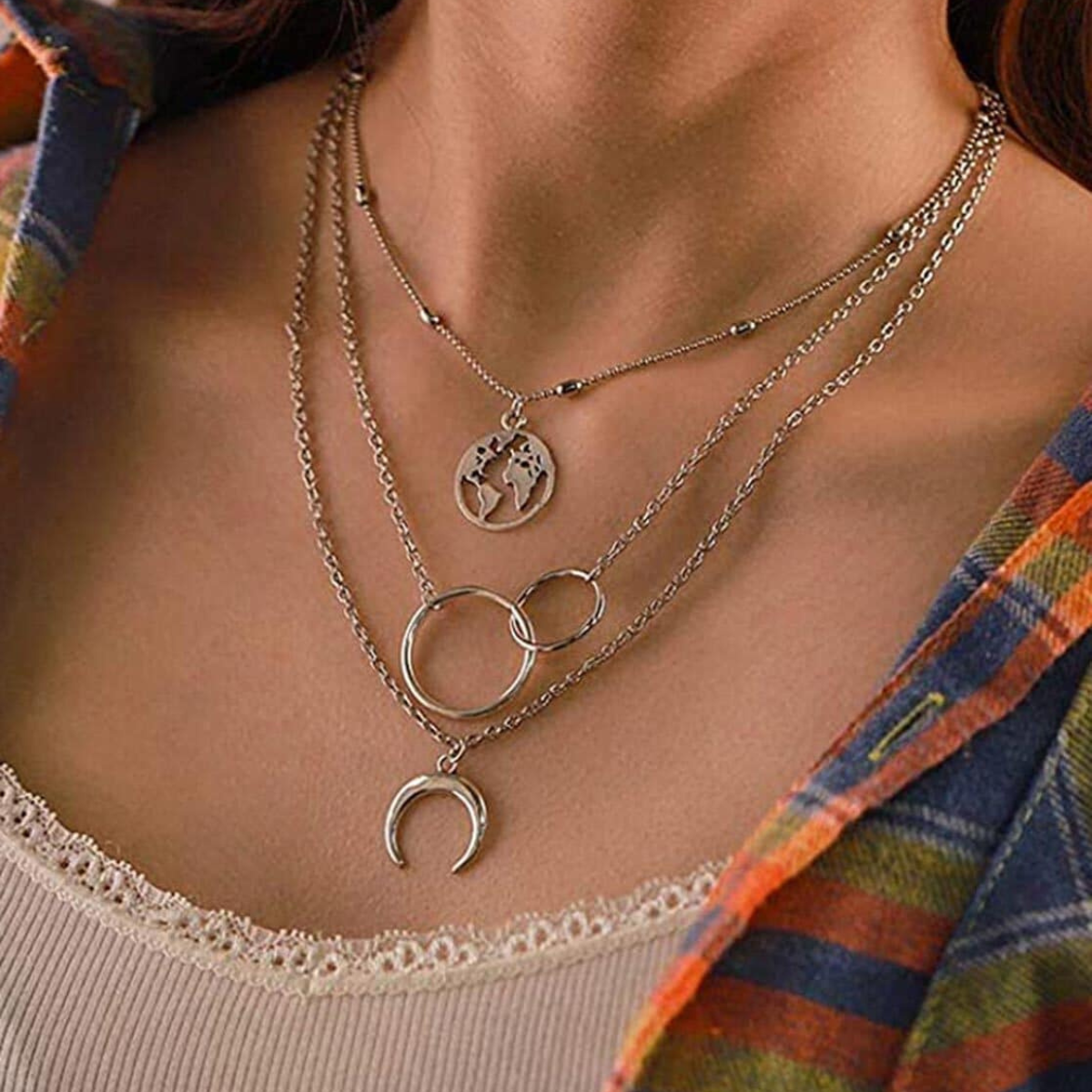 Erde-Halskette - Boho-Schicht-Set
