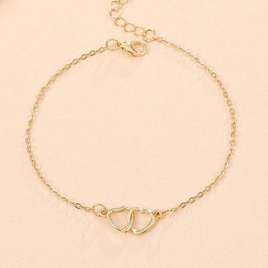 Einfach gestaltete Herz-Fußkette - Fußkette mit Herzgliedern