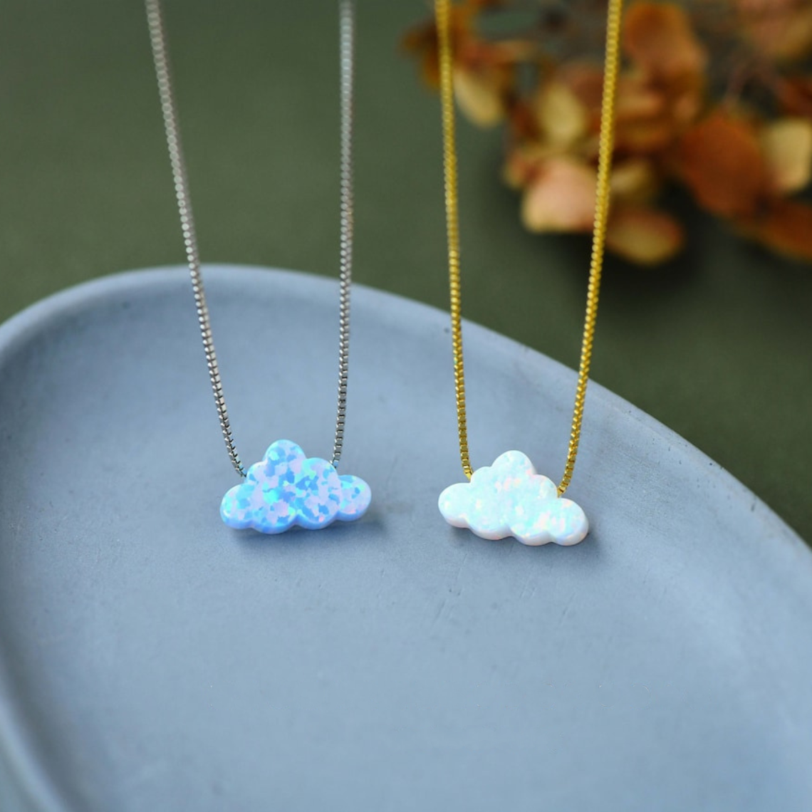 Halskette mit Wolkenopal - Kette mit Wolkenanhänger