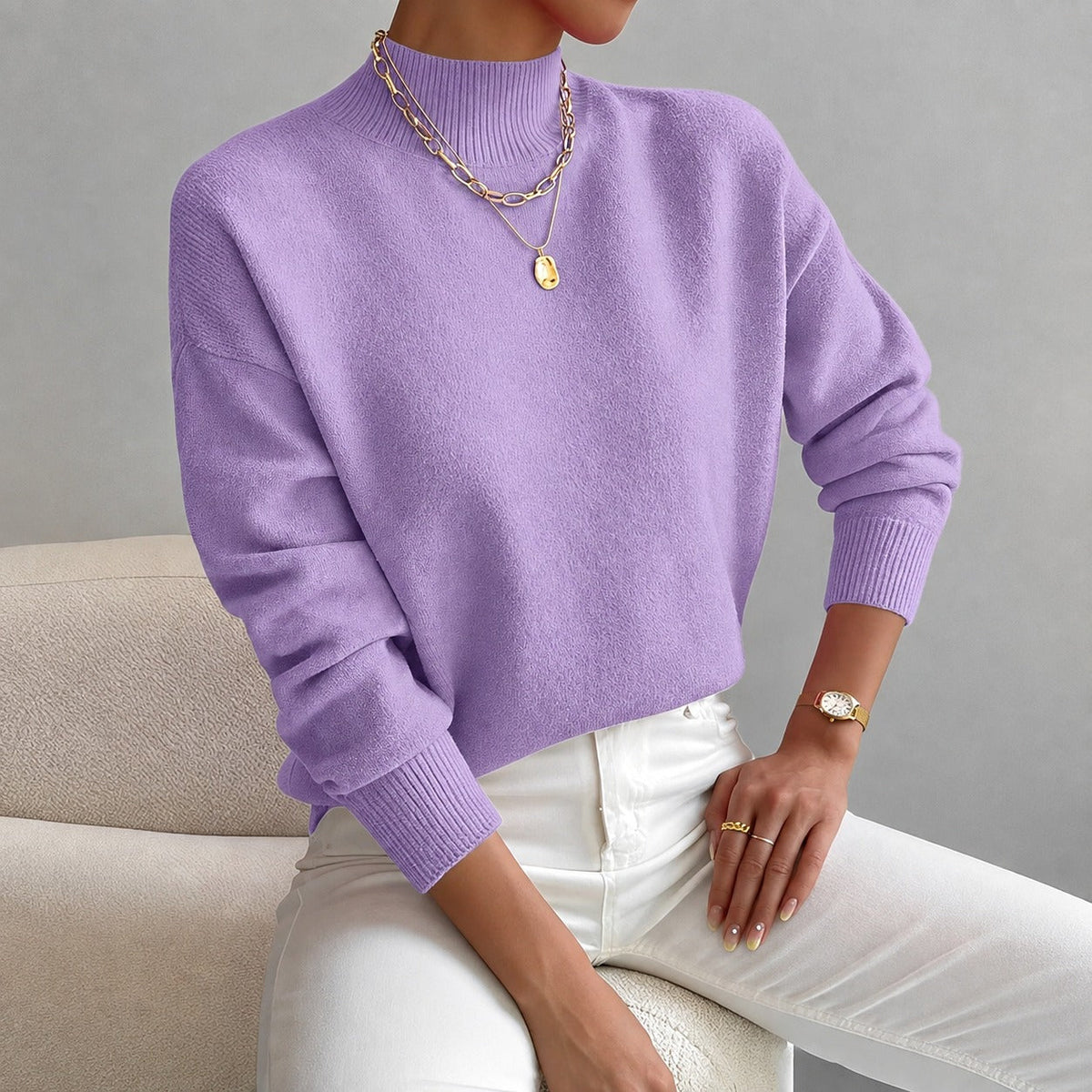 Roxana - Eleganter Damenpullover mit dezentem Kragen