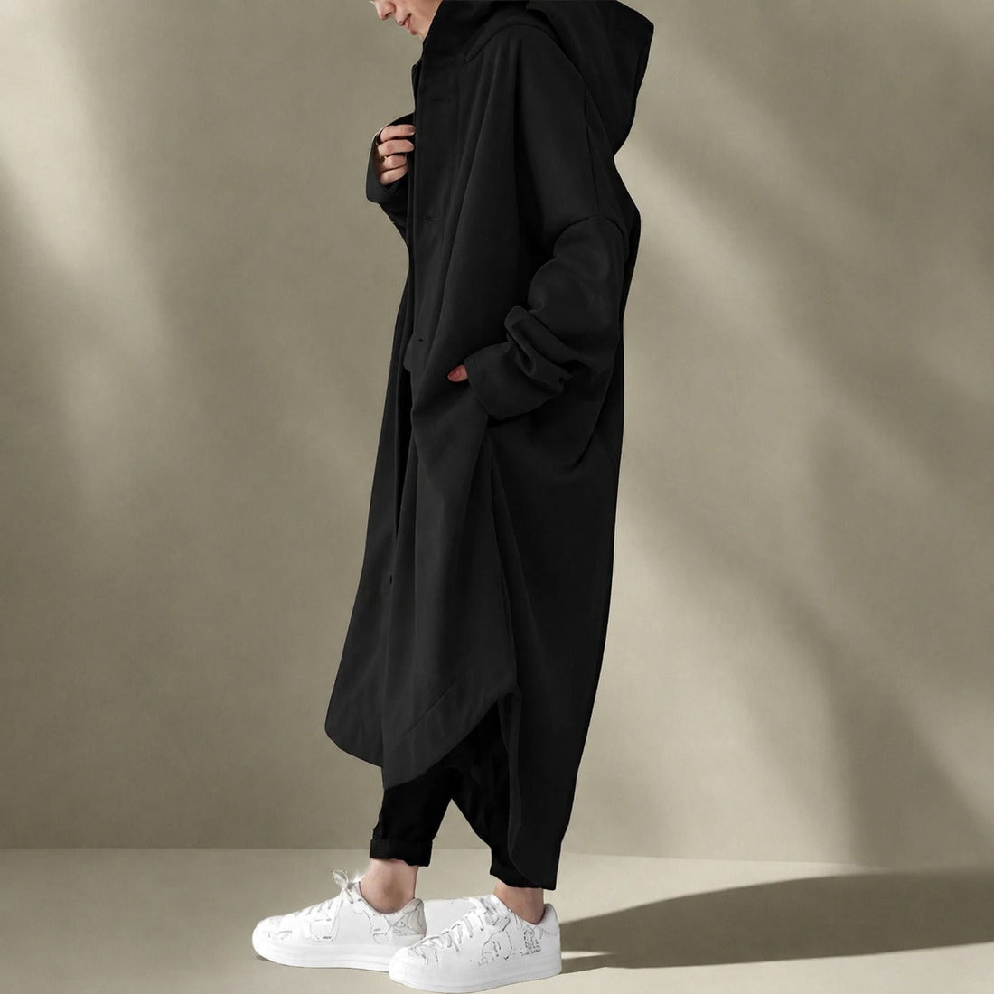 Jennica - Damen-Trenchcoat, lang und locker geschnitten